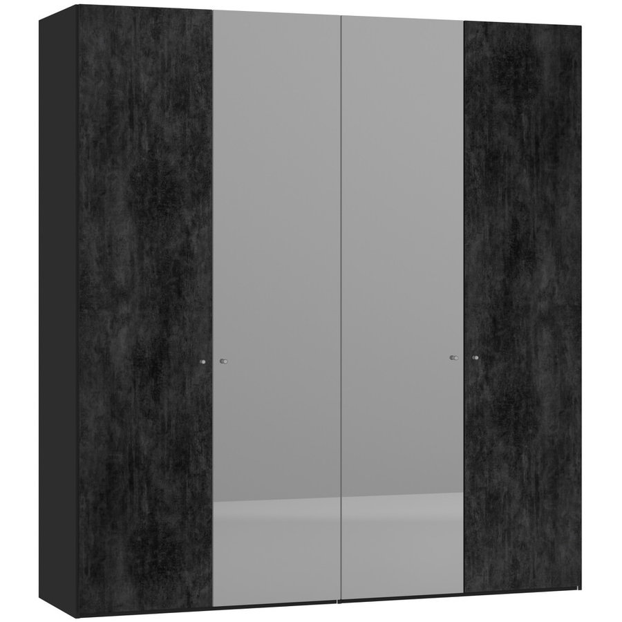 Grafiet / Donker Spiegel Draaideurkast 4 deuren Grafiet / Donker Spiegel Draaideurkast 4 deuren