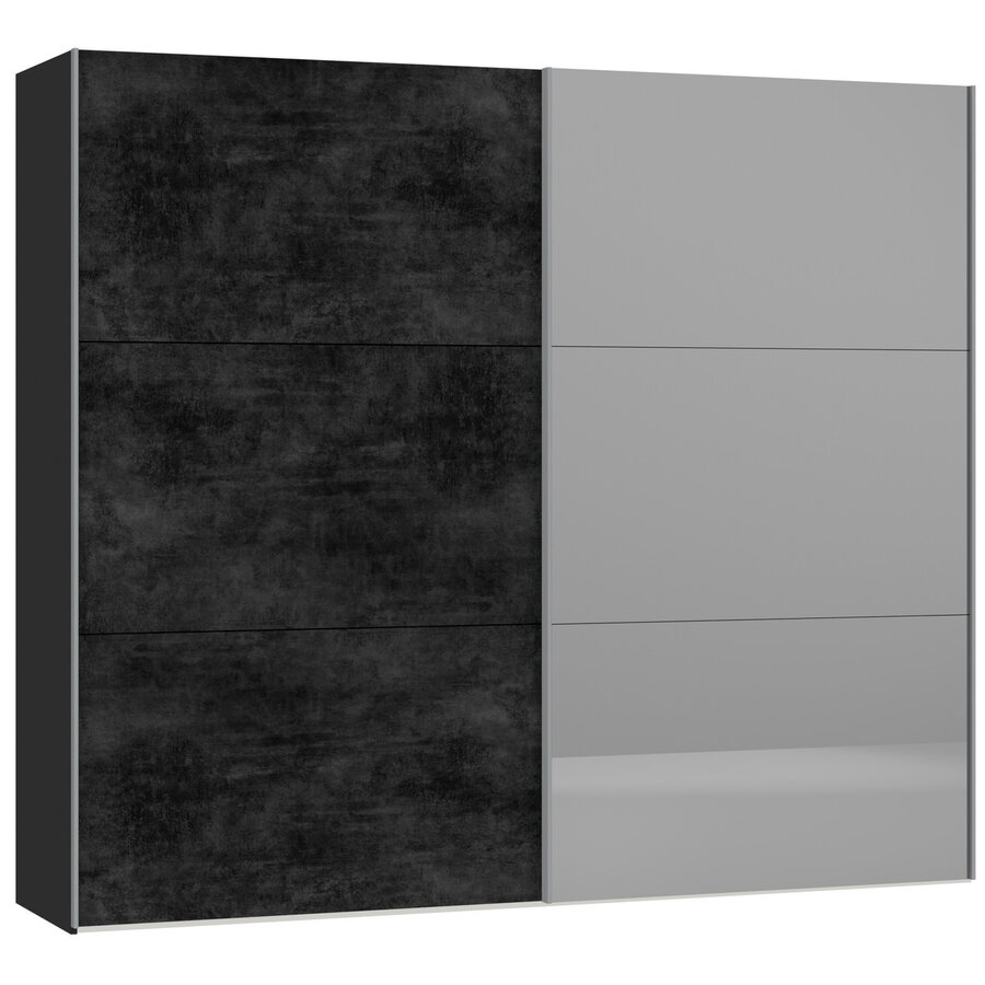 Grafiet / Donker Spiegel Schuifdeurkast 253 cm