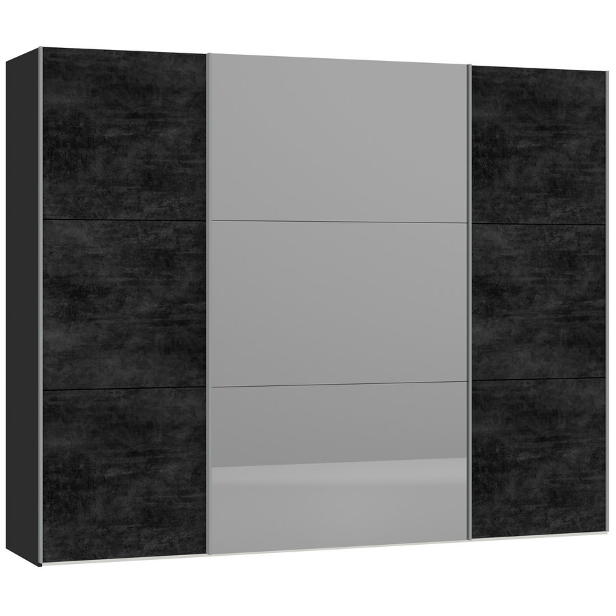 Grafiet / Donker Spiegel Schuifdeurkast 278 cm