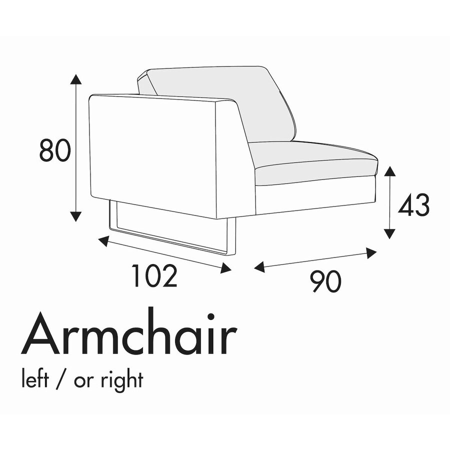 Tokyo Armfauteuil 90 cm Links/Rechts Tokyo Armfauteuil 90 cm Links/Rechts