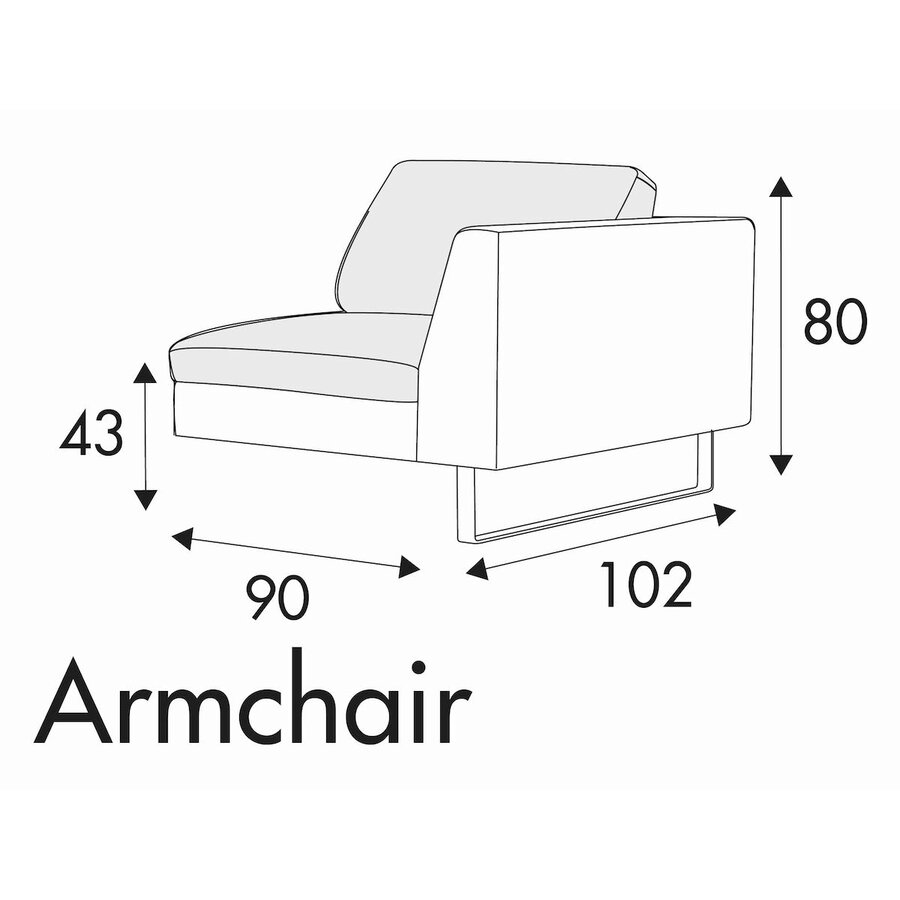 Tokyo Armfauteuil 90 cm Links/Rechts Tokyo Armfauteuil 90 cm Links/Rechts
