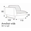 Tokyo Armfauteuil 110 cm Links/Rechts