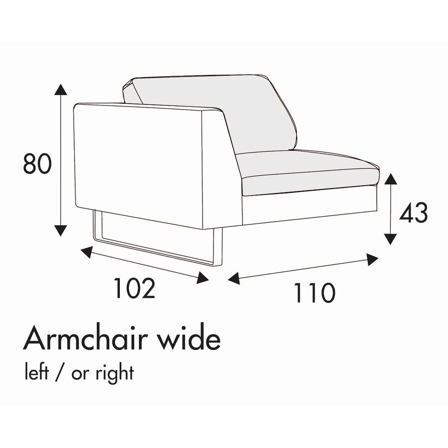 Tokyo Armfauteuil 110 cm Links/Rechts Tokyo Armfauteuil 110 cm Links/Rechts