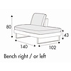 Tokyo Bench 140 cm Links/Rechts