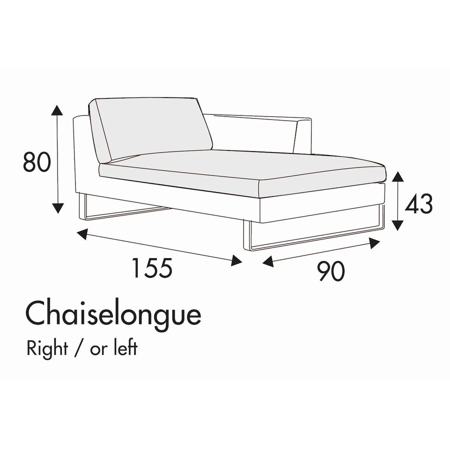 Tokyo Chaise Longue 90 x 155 cm Rechts/Links Tokyo Chaise Longue 90 x 155 cm Rechts/Links
