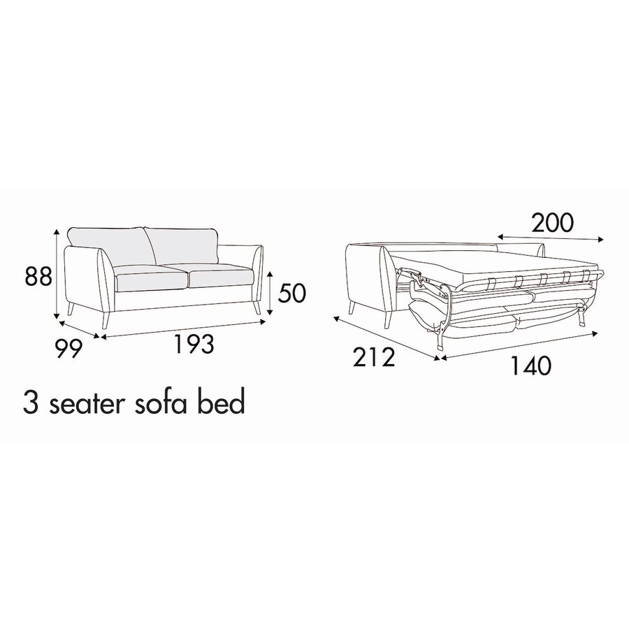 Lucy 3-Zits Slaapbank 193 cm