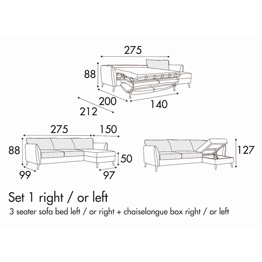 Lucy Set 1 Slaapbank 275 cm Lucy Set 1 Slaapbank 275 cm