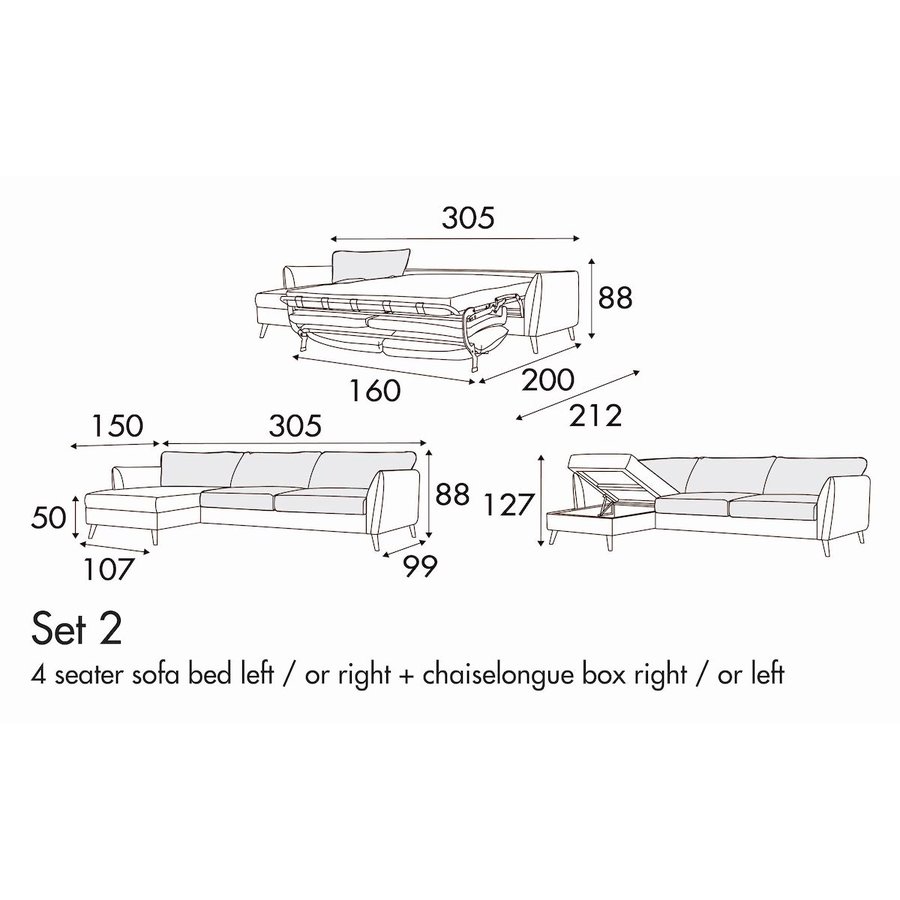 Lucy Set 2 Slaapbank 305 cm Lucy Set 2 Slaapbank 305 cm