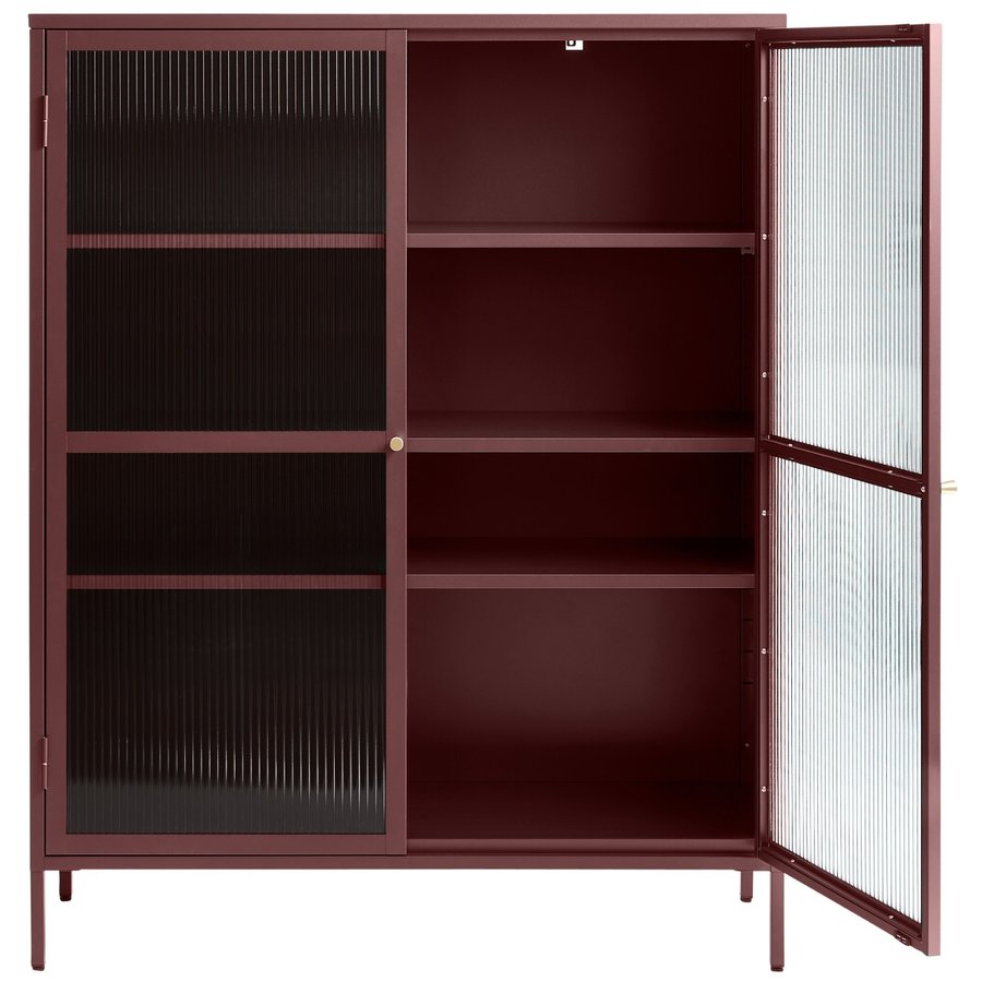 Bronco Opbergkast Glazen Deuren Wijnrood