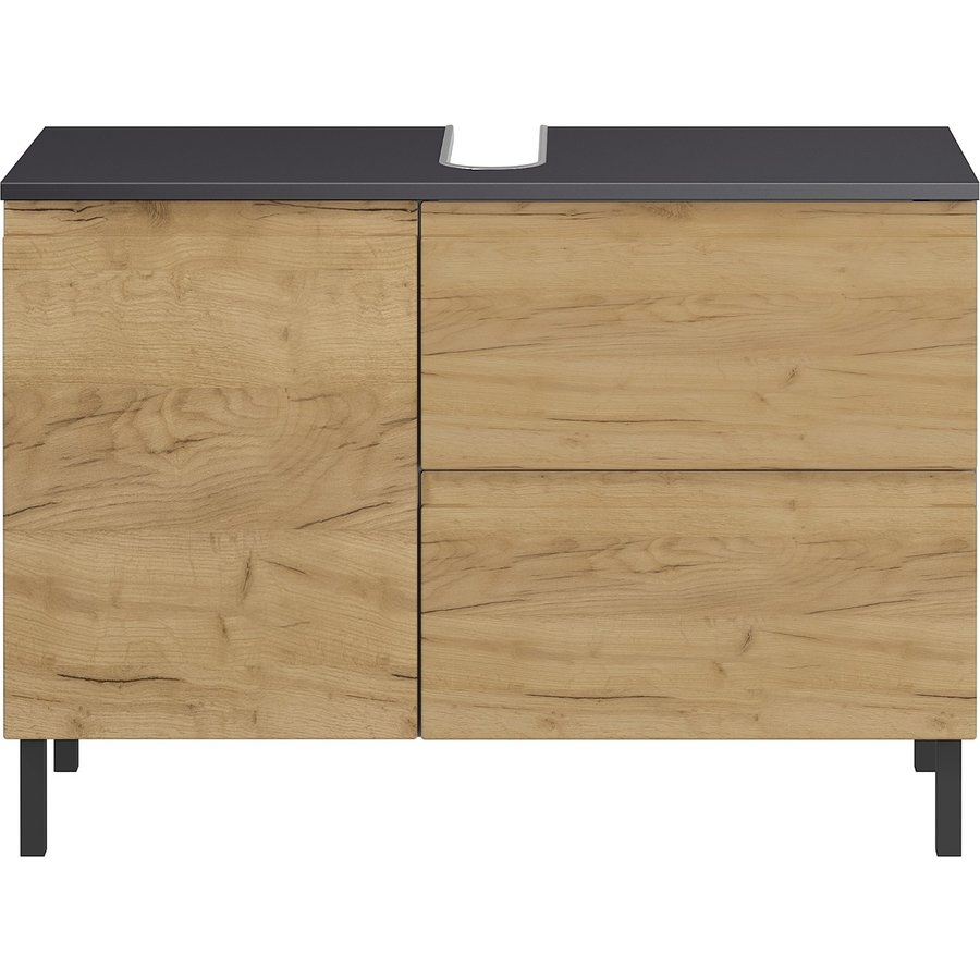 Salinas Wastafelonderkast Grafiet / Eiken 60 cm Salinas Wastafelonderkast Grafiet / Eiken 60 cm