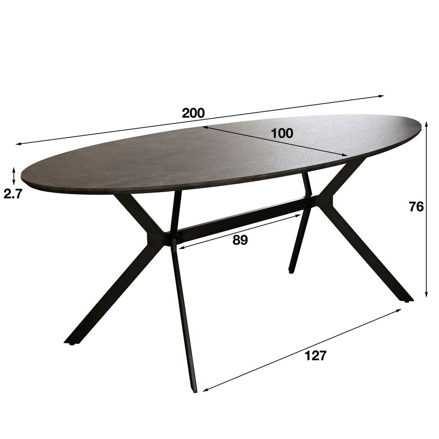 Rokko Ovale Eettafel 200 cm Rokko Ovale Eettafel 200 cm