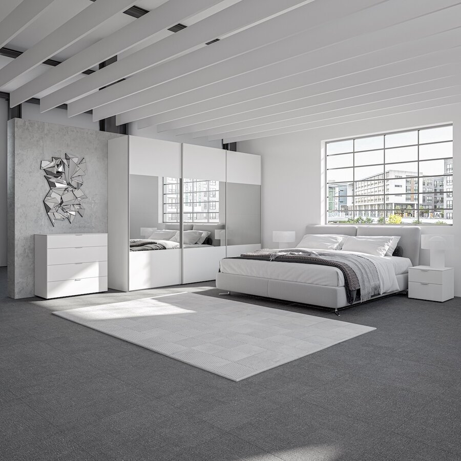 Blanche Schuifdeurkast Wit/Spiegel 278 cm Blanche Schuifdeurkast Wit/Spiegel 278 cm