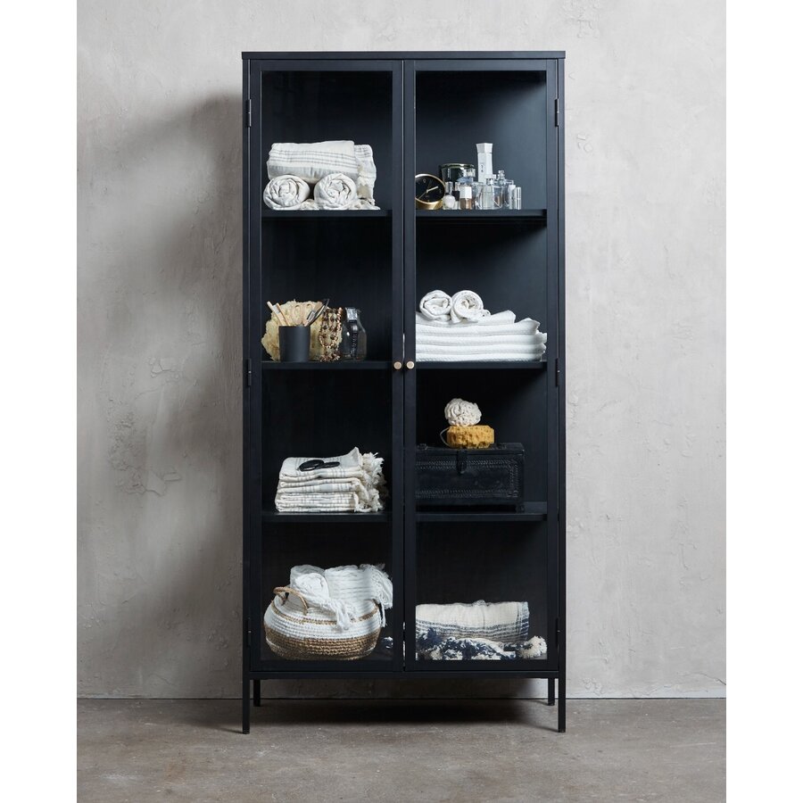 Carmel Glazen Opbergkast 190 cm Zwart Carmel Glazen Opbergkast 190 cm Zwart