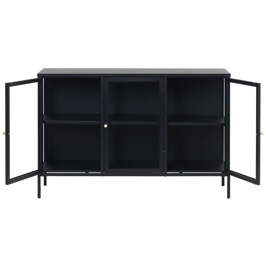 Carmel Glazen Dressoir 3-Deuren Zwart Carmel Glazen Dressoir 3-Deuren Zwart
