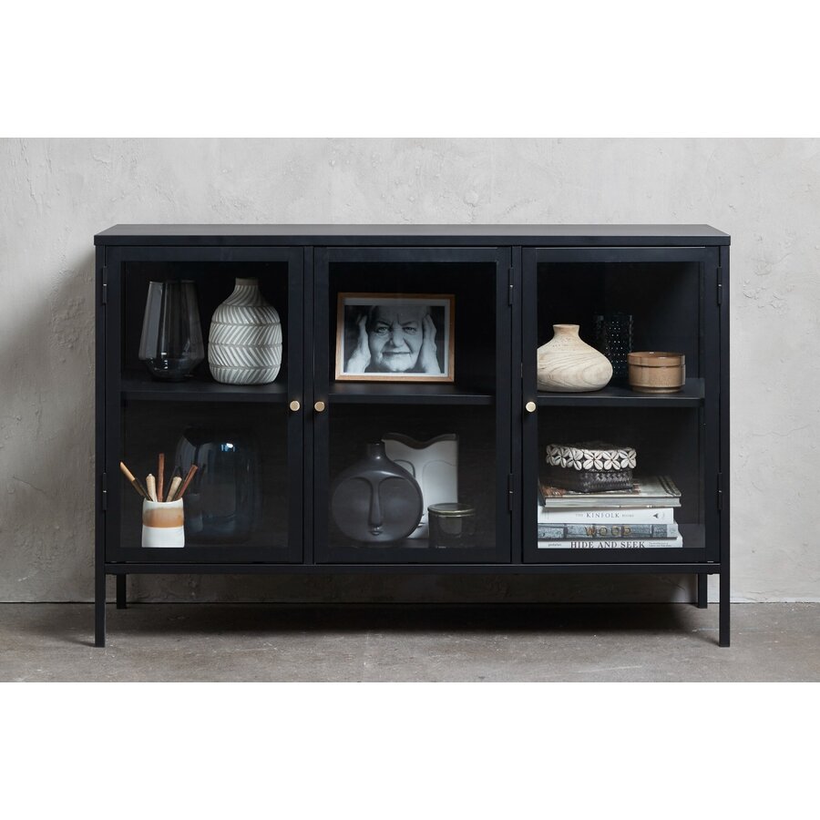 Carmel Glazen Dressoir 3-Deuren Zwart Carmel Glazen Dressoir 3-Deuren Zwart