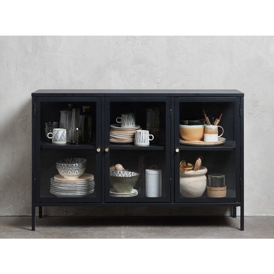 Carmel Glazen Dressoir 3-Deuren Zwart Carmel Glazen Dressoir 3-Deuren Zwart