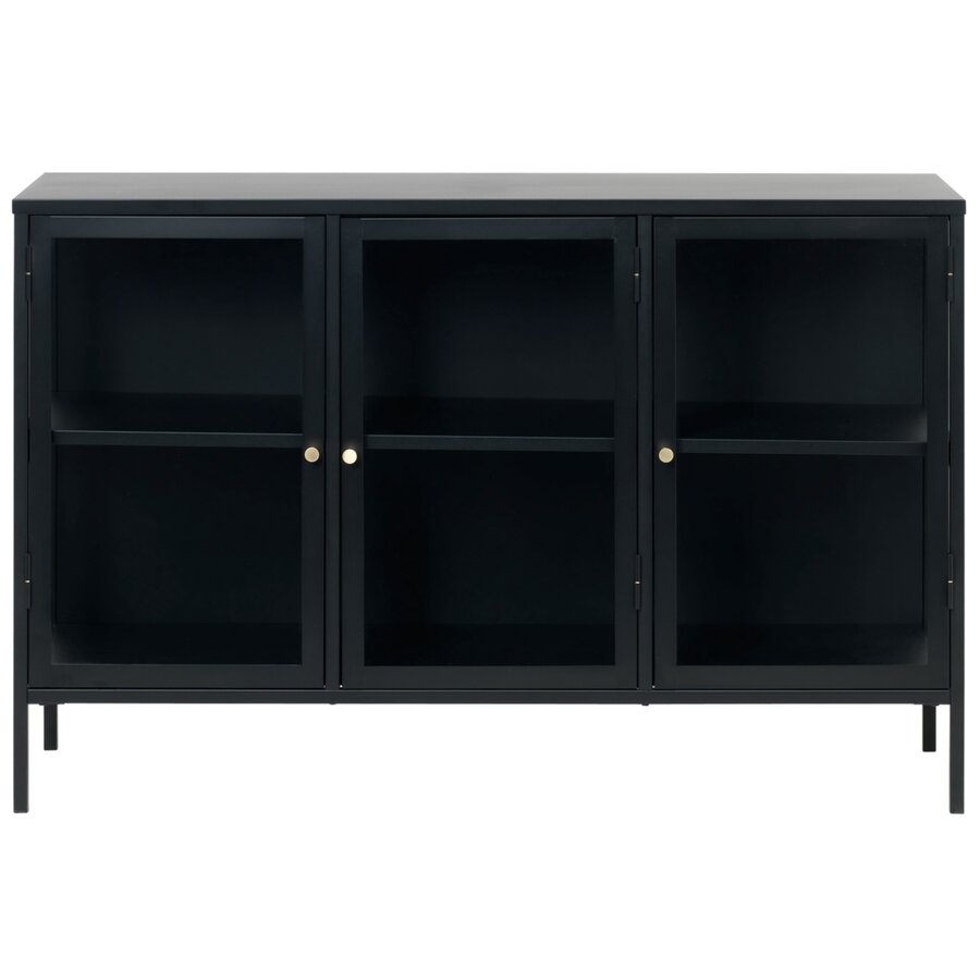 Carmel Glazen Dressoir 3-Deuren Zwart Carmel Glazen Dressoir 3-Deuren Zwart