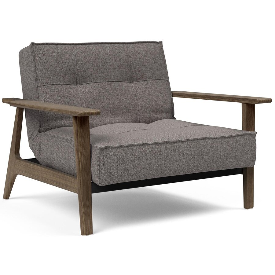 Splitback Fauteuil Grijs / Gerookt Eiken