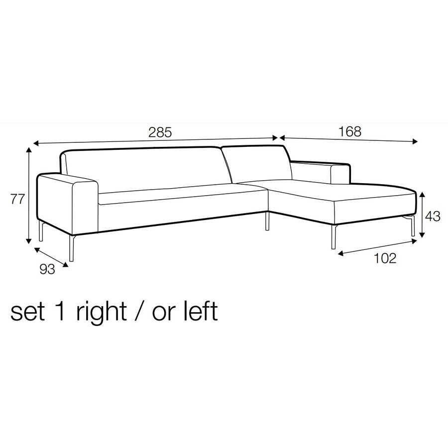 Paul 3-zits Hoekbank Rust Rechts/Links Paul 3-zits Hoekbank Rust Rechts/Links