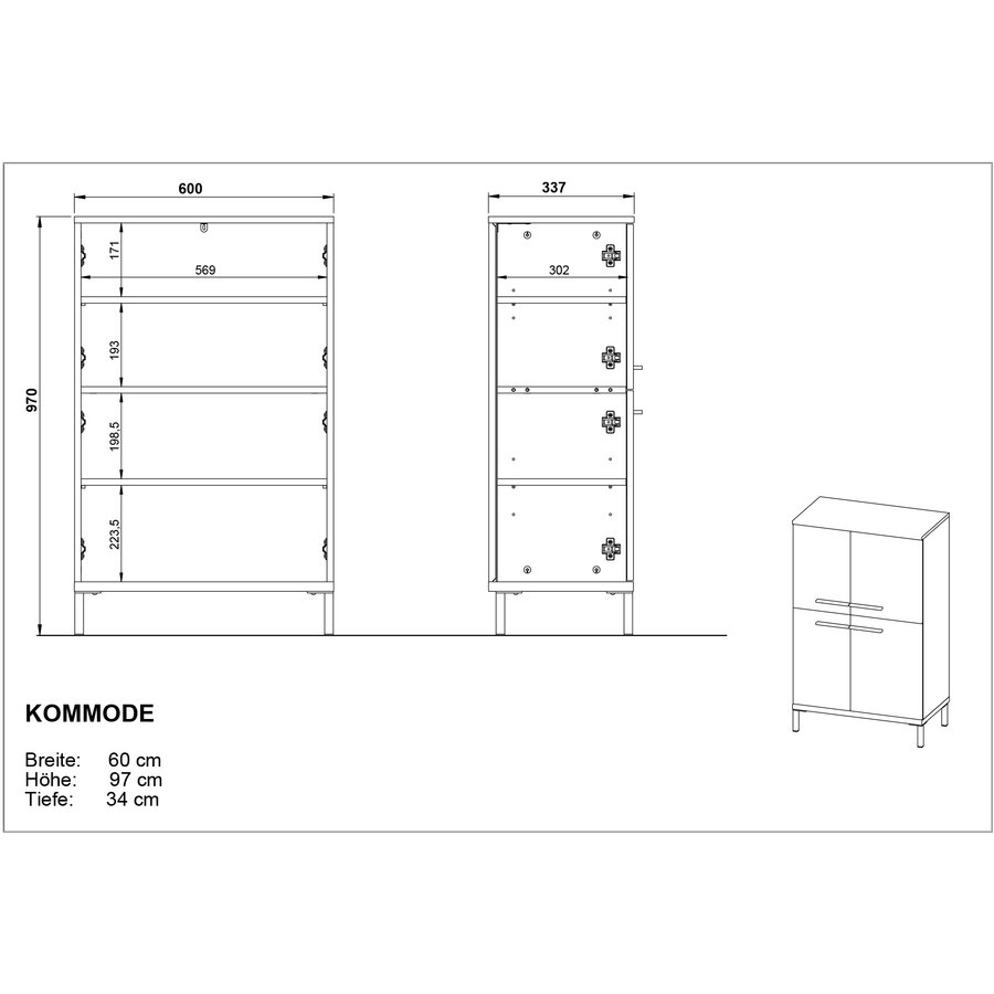 Yonkers Badkamerkast Laag Grafiet / Eiken Yonkers Badkamerkast Laag Grafiet / Eiken