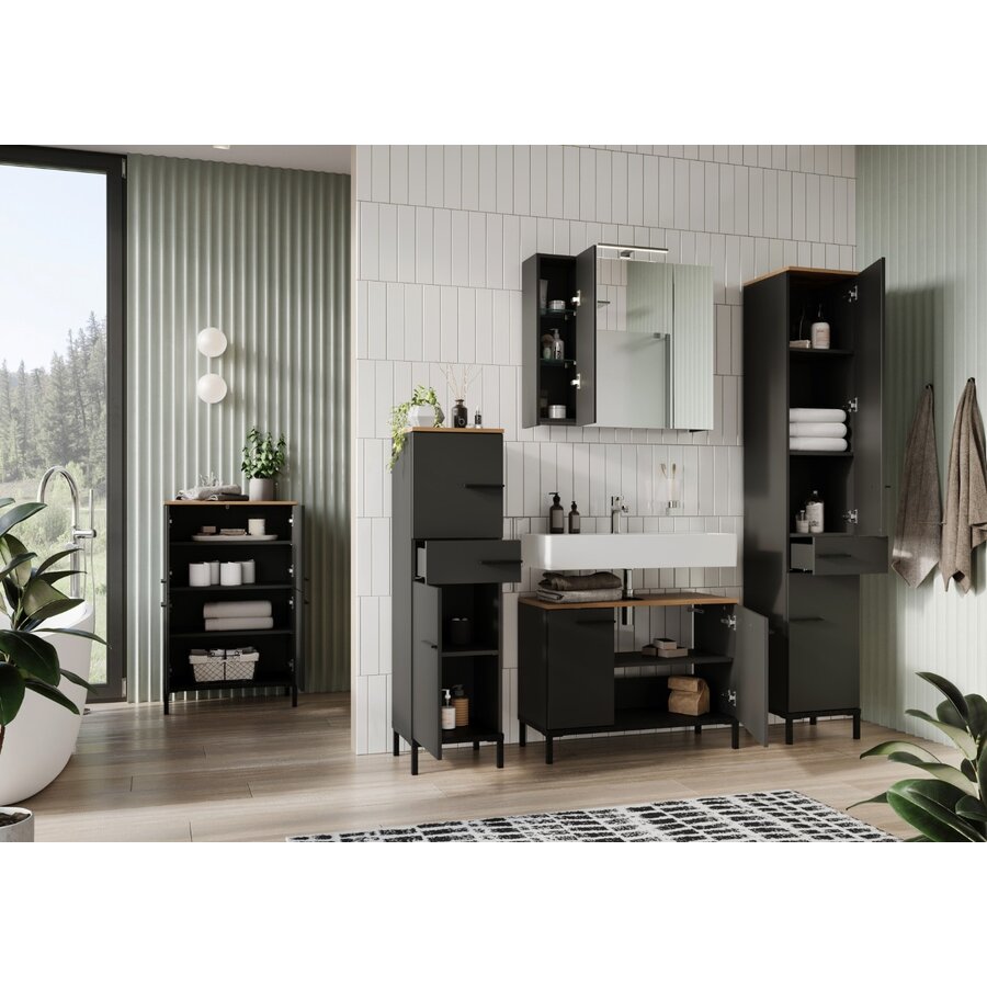 Yonkers Spiegelkast Badkamer Grafiet Yonkers Spiegelkast Badkamer Grafiet