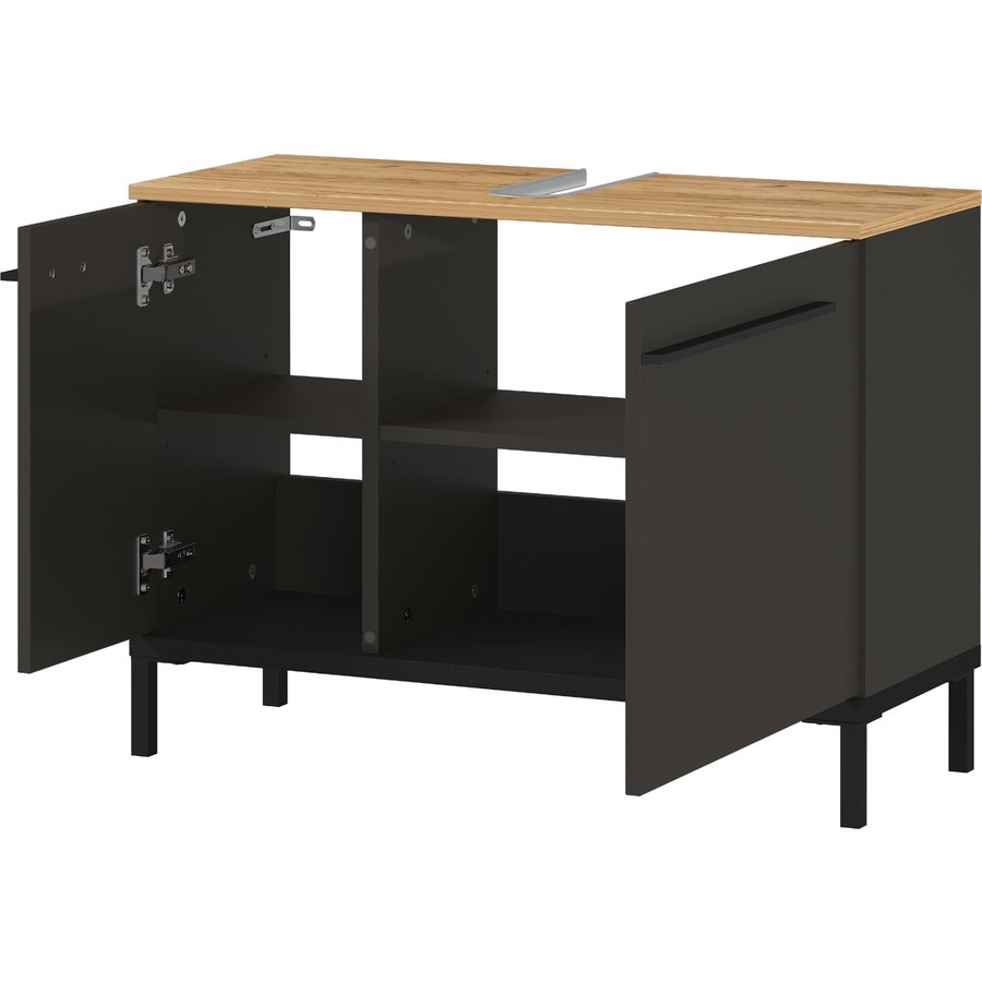 Yonkers Wastafelonderkast Grafiet / Eiken 80 cm Yonkers Wastafelonderkast Grafiet / Eiken 80 cm