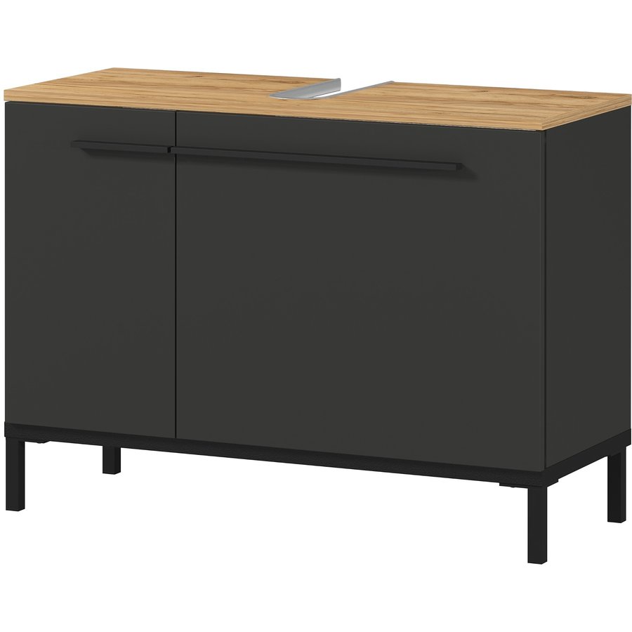 Yonkers Badmeubel Set Drie Grafiet / Eiken Yonkers Badmeubel Set Drie Grafiet / Eiken