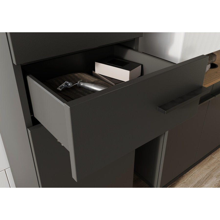 Yonkers Badmeubel Set Drie Grafiet / Eiken Yonkers Badmeubel Set Drie Grafiet / Eiken