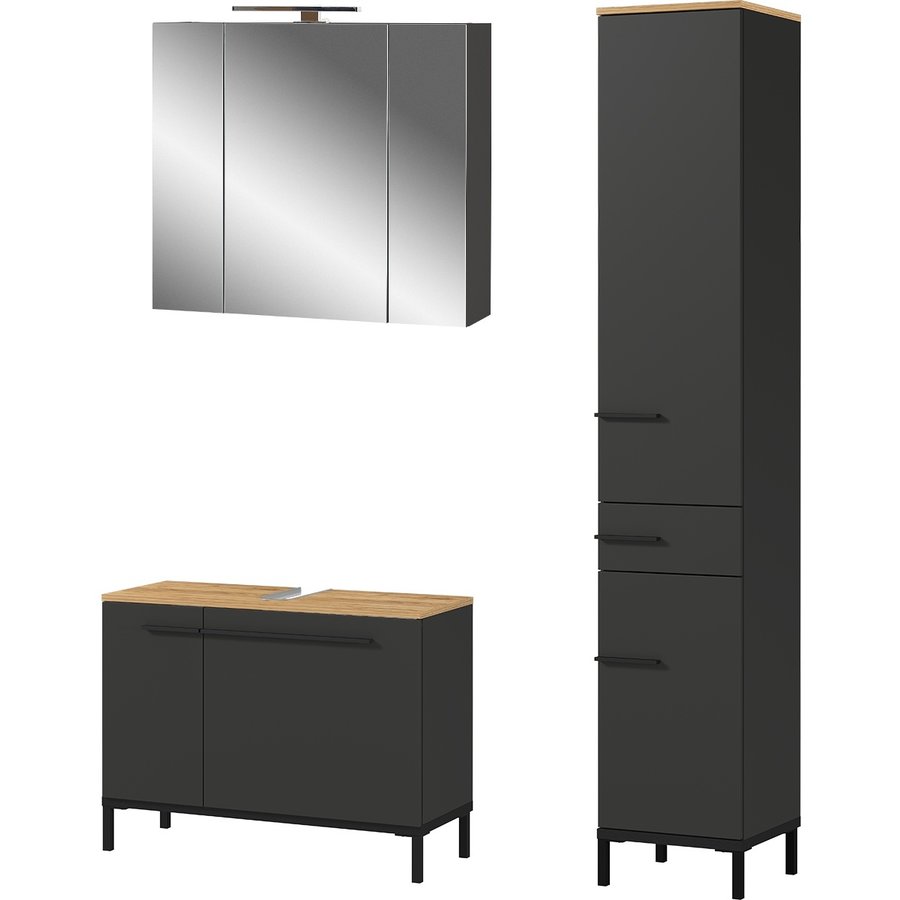 Yonkers Badmeubel Set Twee Grafiet / Eiken Yonkers Badmeubel Set Twee Grafiet / Eiken