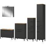 Germania Yonkers Badmeubel Set Vier Grafiet / Eiken Germania Yonkers Badmeubel Set Vier Grafiet / Eiken