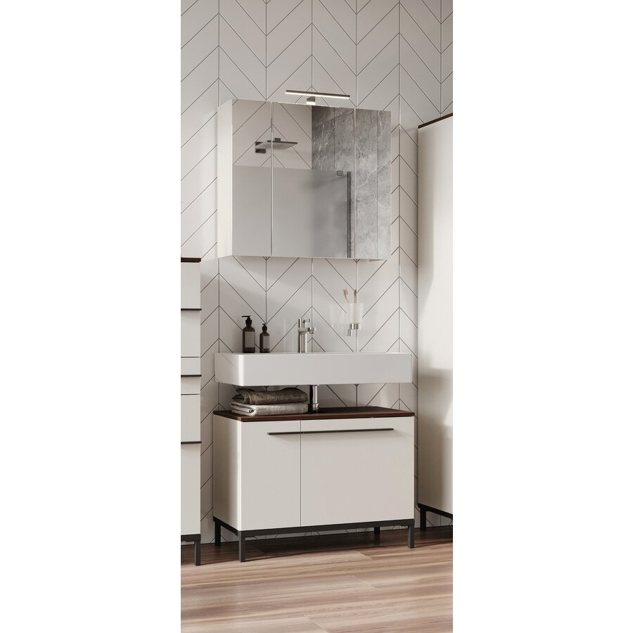 Yonkers Badmeubel Set Een Cashmere / Walnoot Yonkers Badmeubel Set Een Cashmere / Walnoot