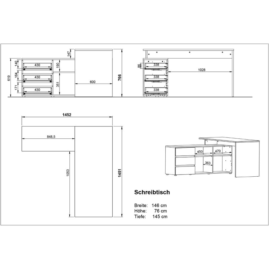 Lissabon Hoekbureau met Kast Lissabon Hoekbureau met Kast