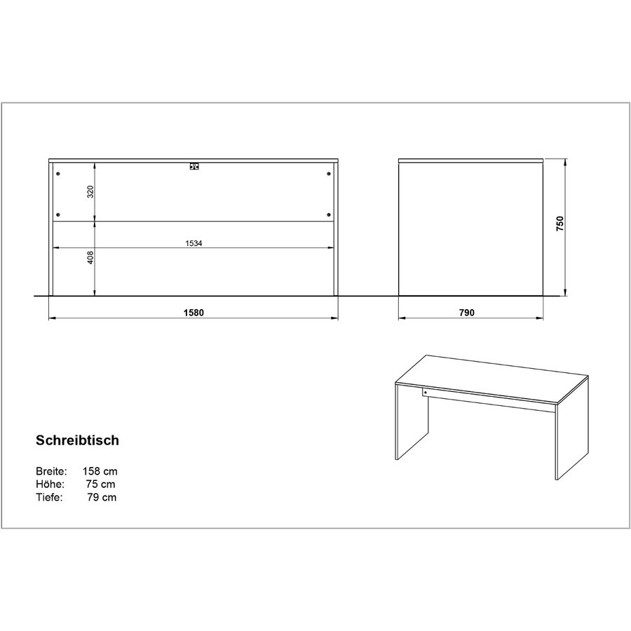Lissabon Bureautafel Grafiet / Eiken Lissabon Bureautafel Grafiet / Eiken