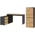 Germania Lissabon Werkkamerset Drie Grafiet / Eiken Germania Lissabon Werkkamerset Drie Grafiet / Eiken