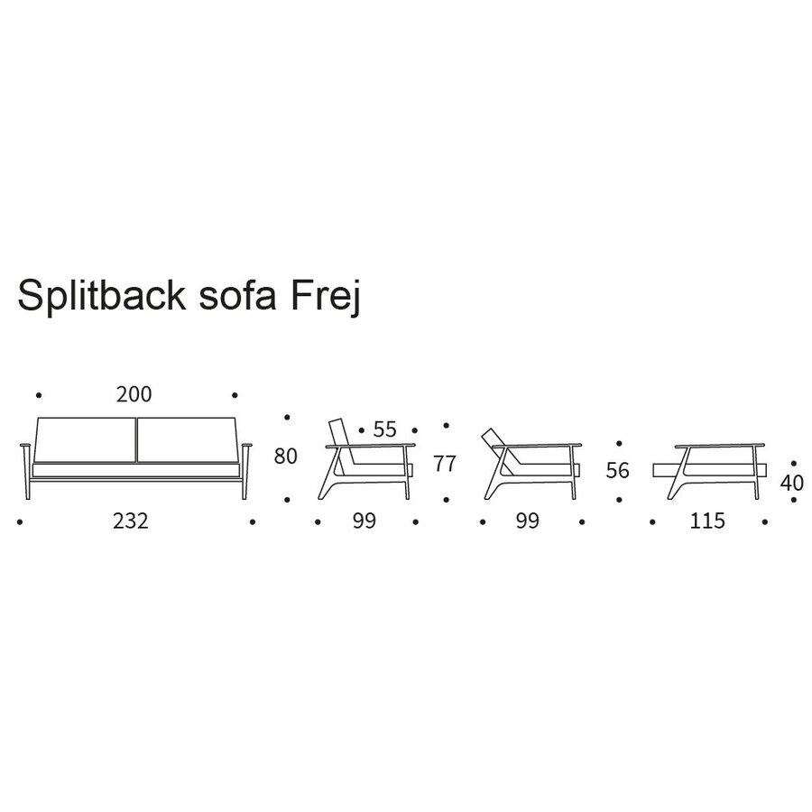 Splitback Slaapbank Donkergrijs/Gerookt Eiken Splitback Slaapbank Donkergrijs/Gerookt Eiken