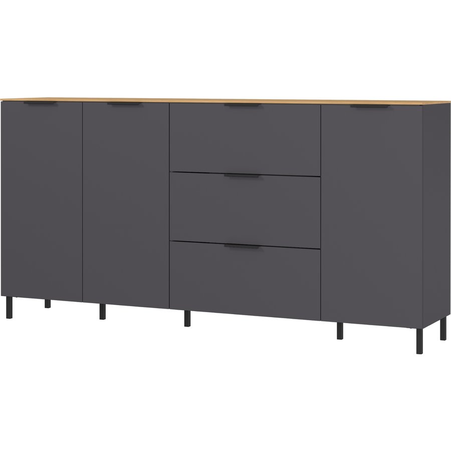 California 192 cm Dressoir Grafiet / Eiken