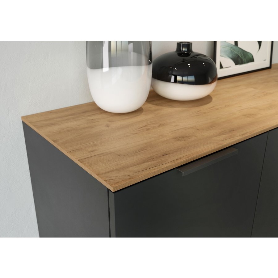 California 192 cm Dressoir Grafiet / Eiken