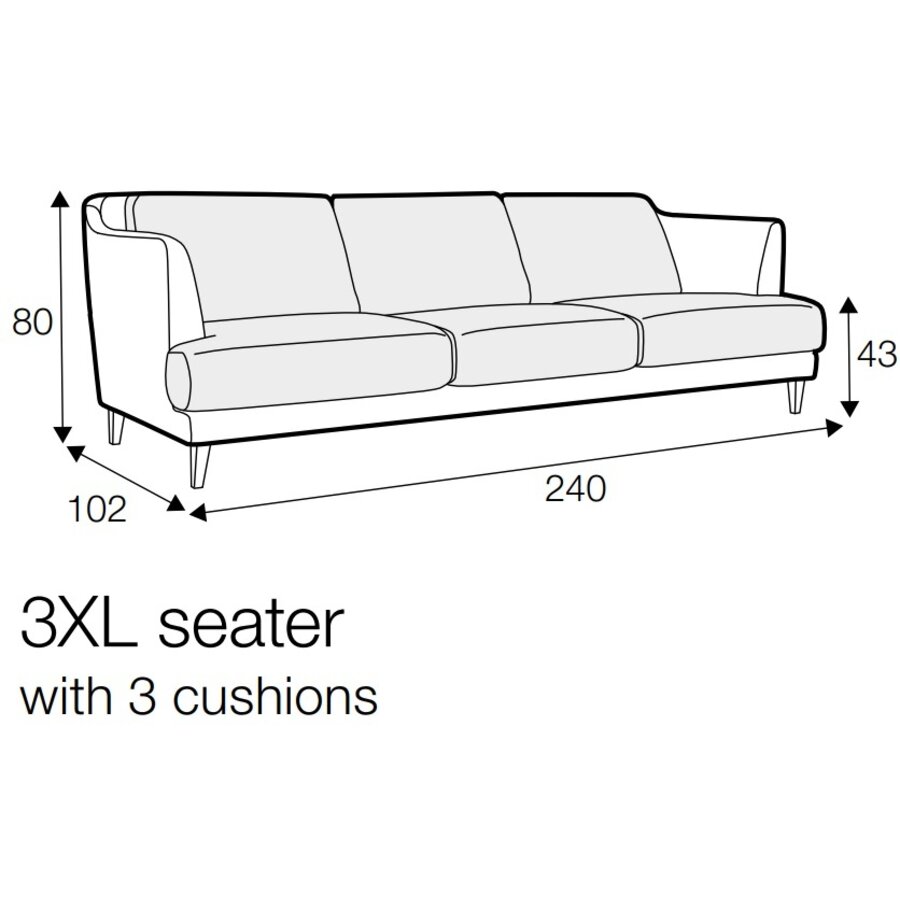 Vera 3-zits Bank XL Grijs Vera 3-zits Bank XL Grijs
