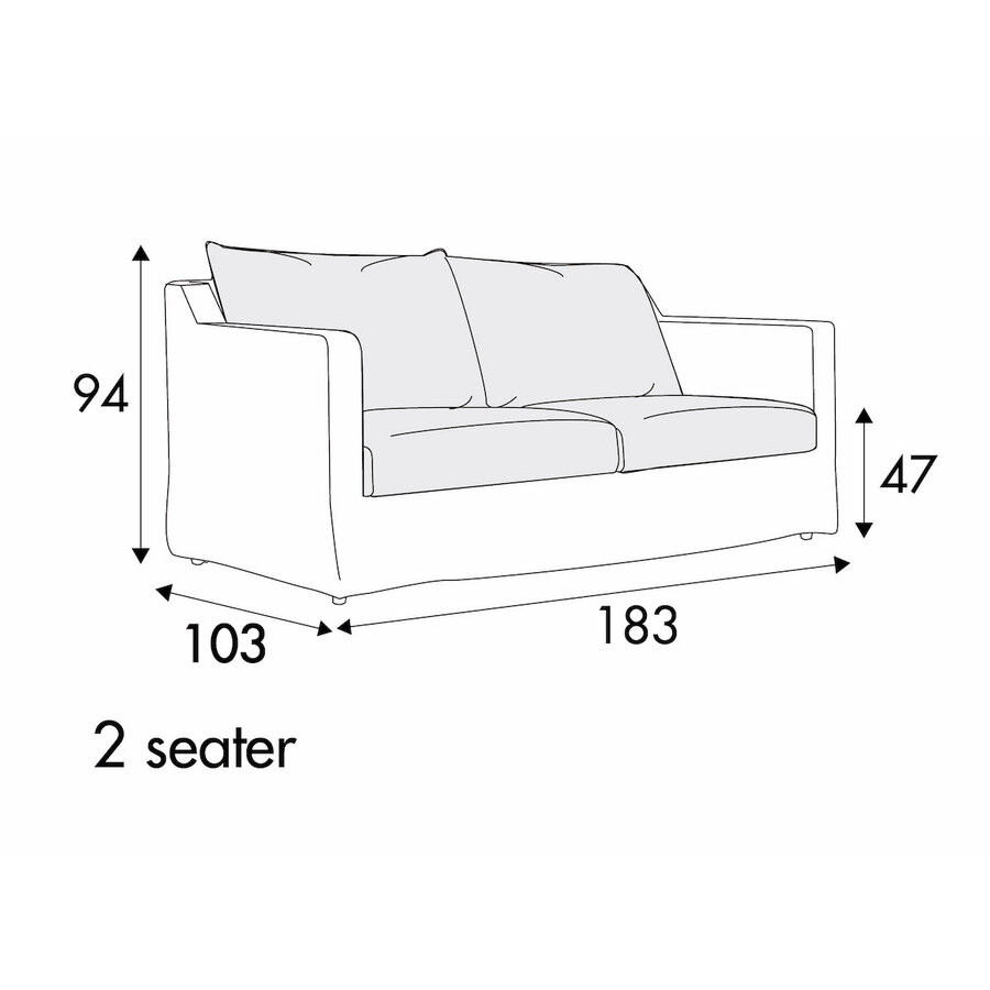 Sally 2-Zits 183 cm Bank Met Rok Sally 2-Zits 183 cm Bank Met Rok