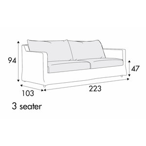 Sally 3-Zits 223 cm Bank Met Rok