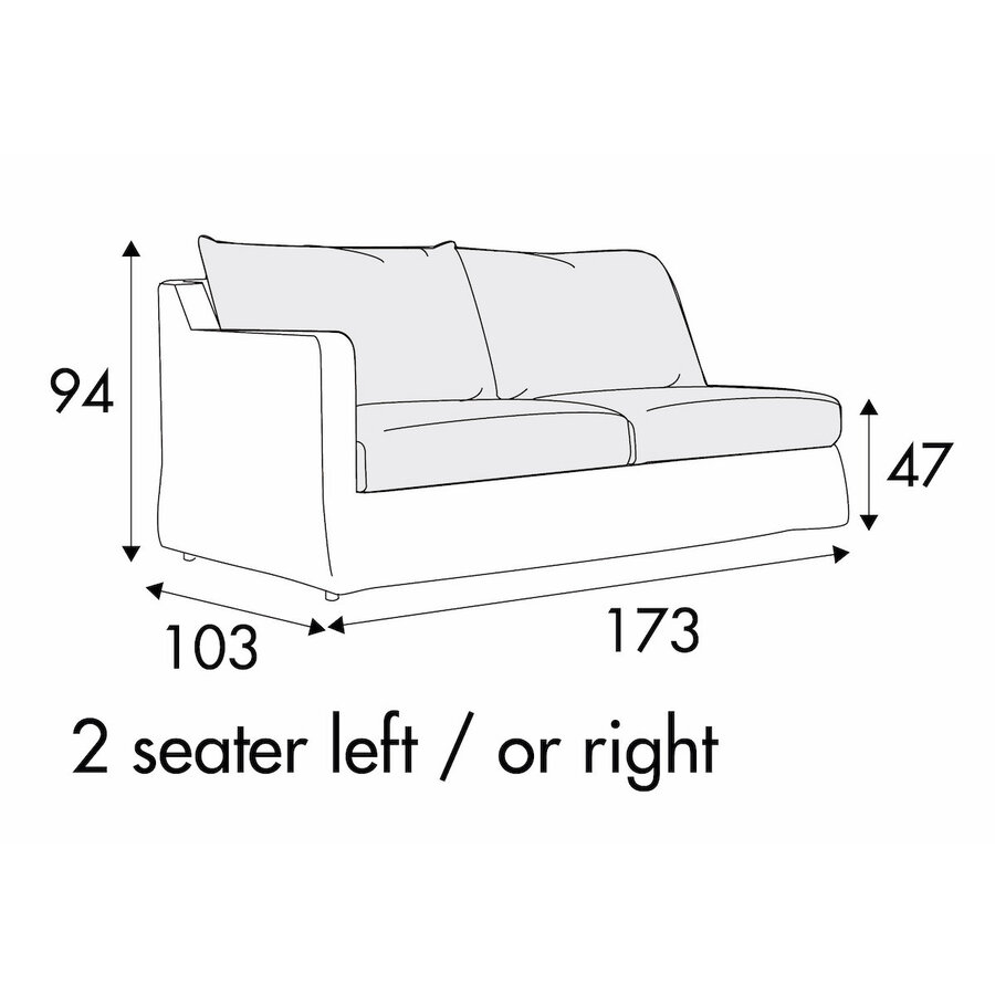 Sally 2-Zits 173 cm Bank  Met Rok Rechts/Links