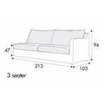 Sally 3-Zits 213 cm Bank Met Rok Sally 3-Zits 213 cm Bank Met Rok