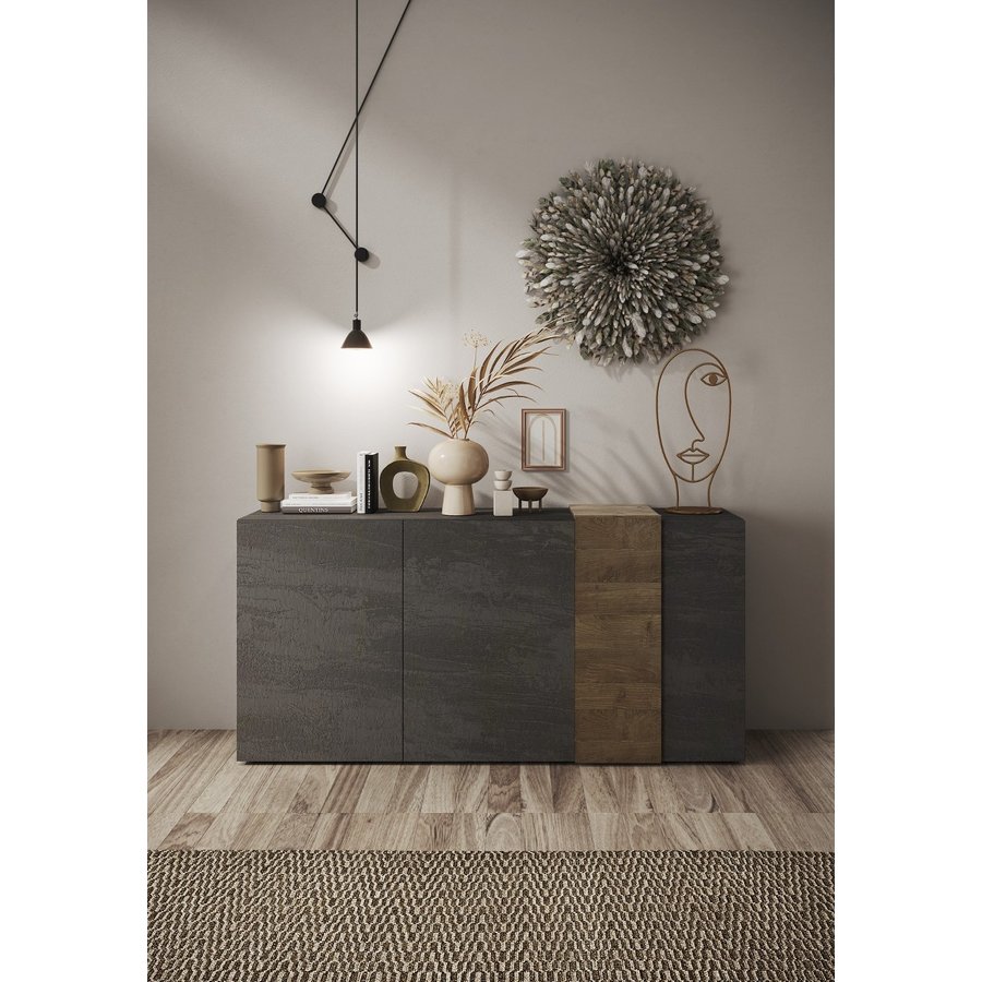 Venus Dressoir 3-Deuren Titan/Eiken Venus Dressoir 3-Deuren Titan/Eiken