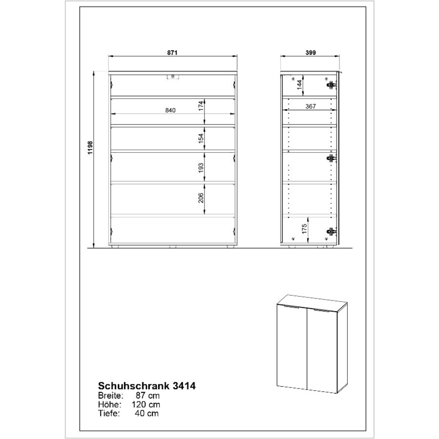 Genova Schoenenkast Grafiet / Zilvergrijs