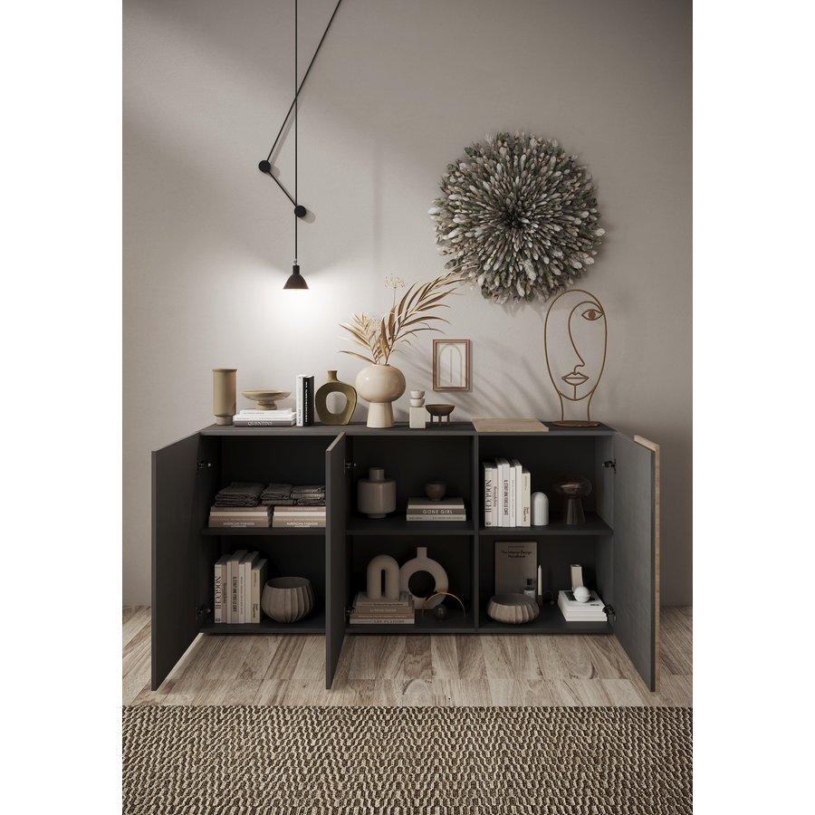 Venus Dressoir 3-Deuren Titan/Eiken Venus Dressoir 3-Deuren Titan/Eiken