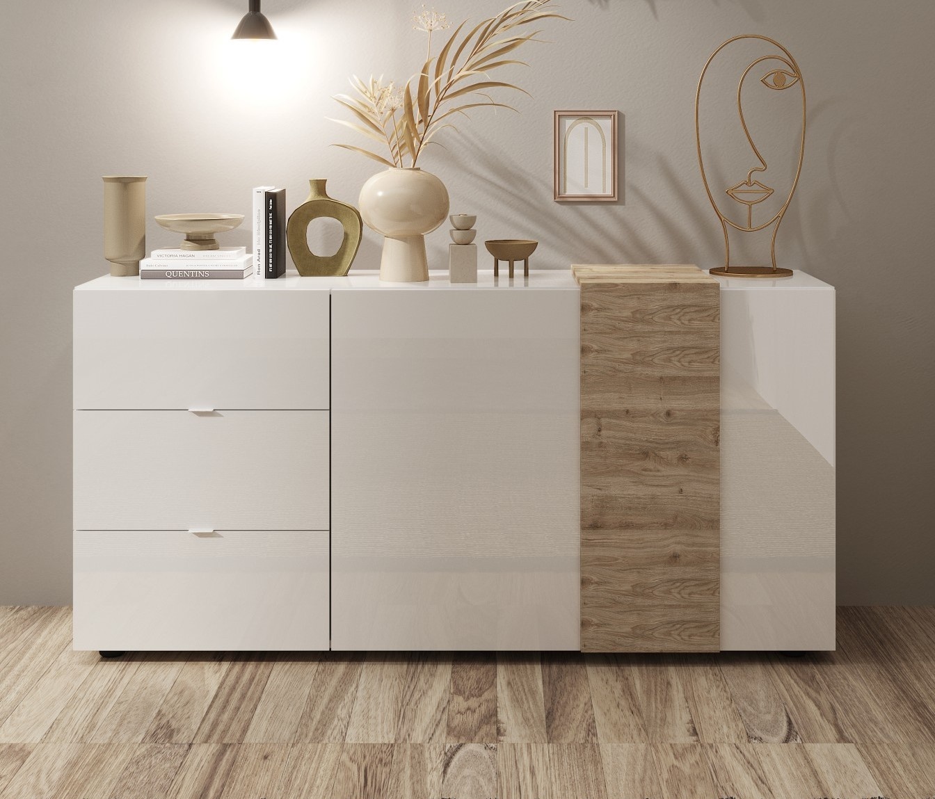 Benvenuto Design Venus Dressoir 2-Deuren en 3-Lades Wit HG/Kadiz