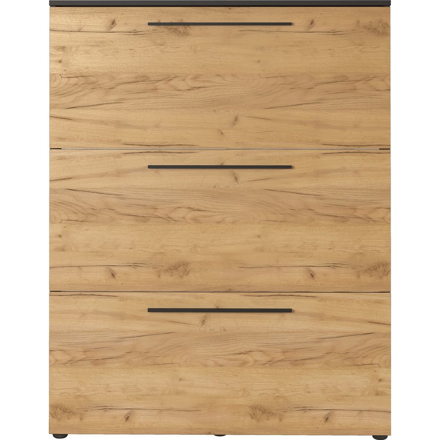 Wildomar Schoenenkast 3 Kleppen Grafiet / Eiken Wildomar Schoenenkast 3 Kleppen Grafiet / Eiken