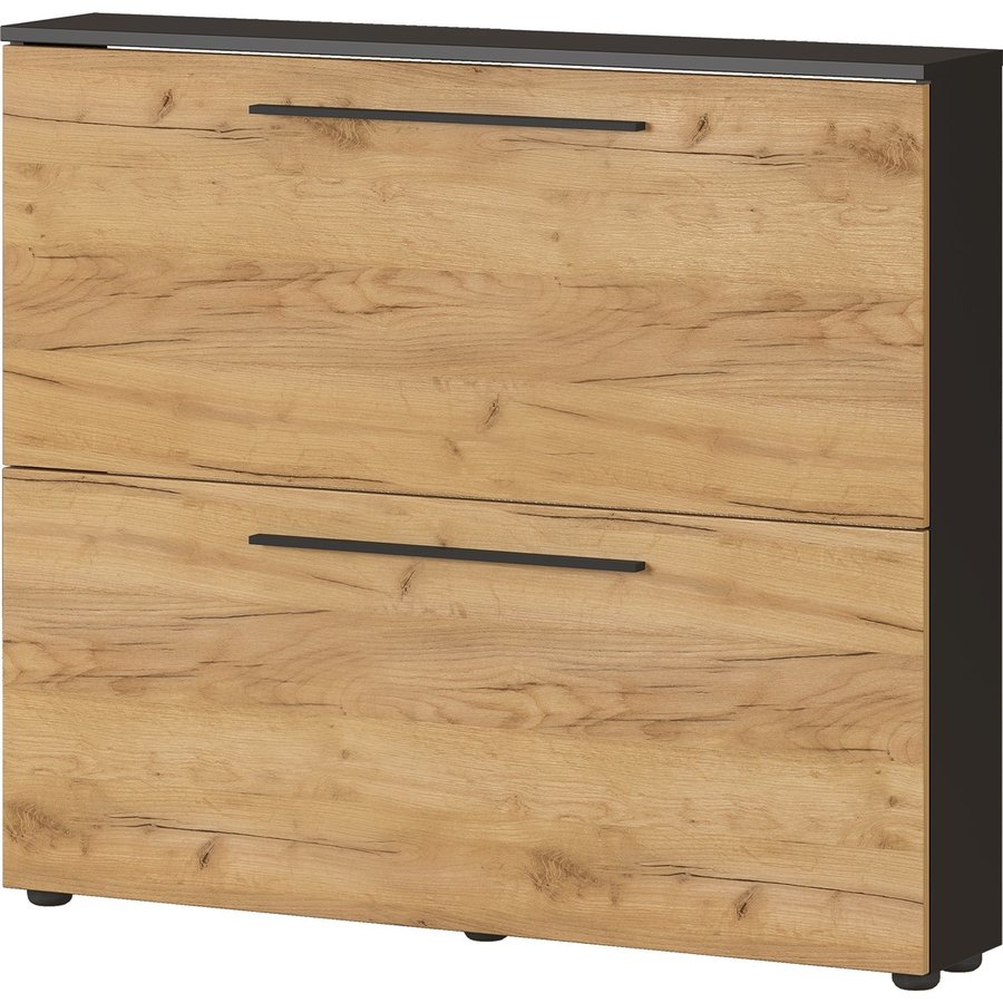 Wildomar Schoenenkast 2 Kleppen Grafiet / Eiken Wildomar Schoenenkast 2 Kleppen Grafiet / Eiken