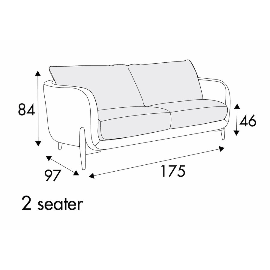 Jenny 2-Zits 175 cm Bank - 2 Kussens Jenny 2-Zits 175 cm Bank - 2 Kussens