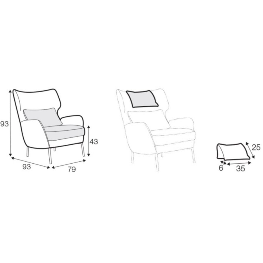 Alex Fauteuil Bruin met Rug en Nek Kussen Alex Fauteuil Bruin met Rug en Nek Kussen